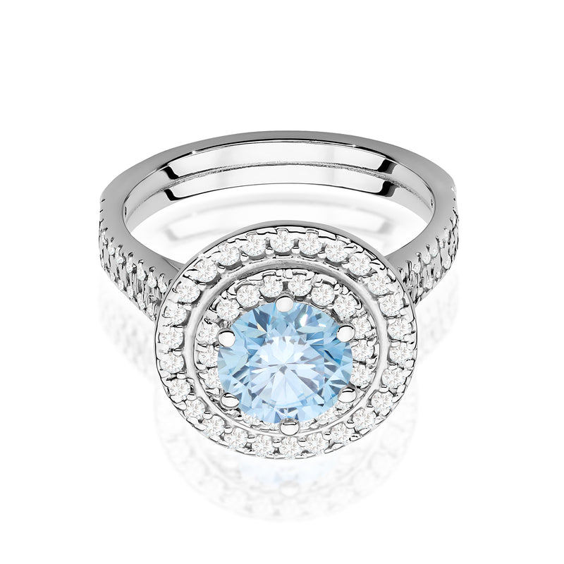 Inel Aur 9K cu Diamante Albastre de Laborator 1.63 ct, imaginea 6 din 8