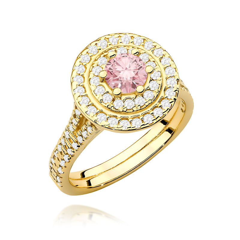 Inel Aur 9K cu Diamante Roz de Laborator 1.11 ct — Aur galben