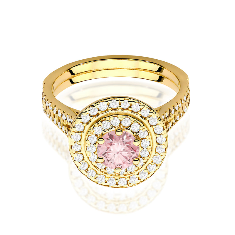 Inel Aur 9K cu Diamante Roz de Laborator 1.11 ct, imaginea 2 din 7