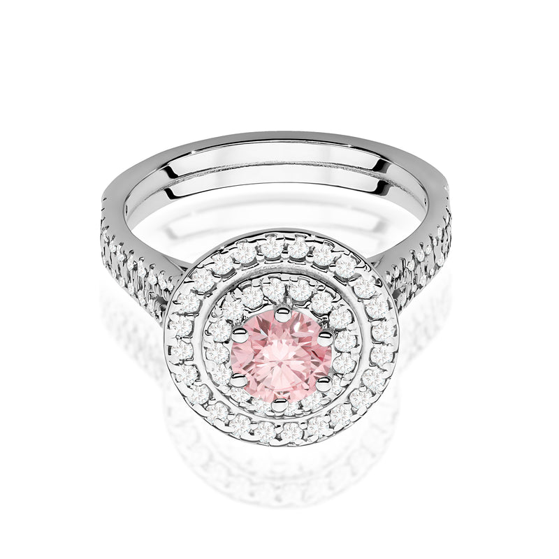 Inel Aur 9K cu Diamante Roz de Laborator 1.11 ct, imaginea 5 din 7