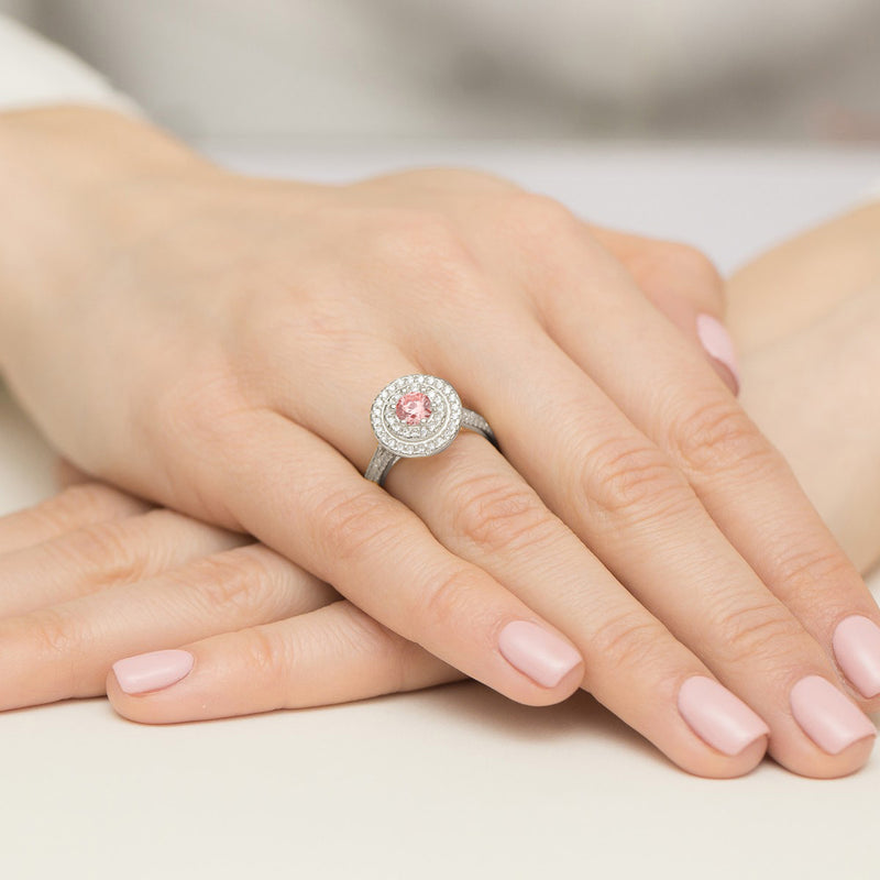 Inel Aur 9K cu Diamante Roz de Laborator 1.11 ct, imaginea 7 din 7