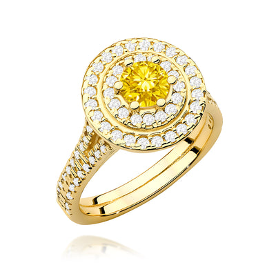 Inel Aur 9K cu Diamante Galbene de Laborator 1.11 ct