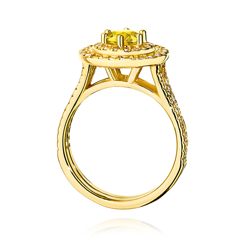 Inel Aur 9K cu Diamante Galbene de Laborator 1.11 ct, imaginea 3 din 8