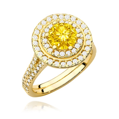 Inel Aur 9K cu Diamante Galbene de Laborator 1.63 ct
