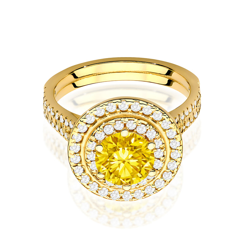 Inel Aur 9K cu Diamante Galbene de Laborator 1.63 ct, imaginea 2 din 8