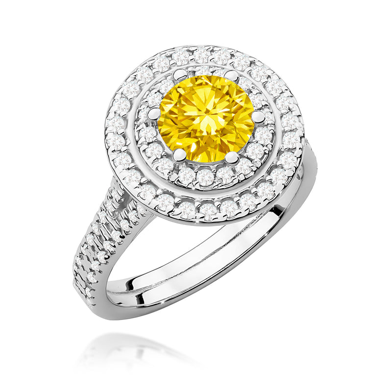 Inel Aur 9K cu Diamante Galbene de Laborator 1.63 ct, imaginea 5 din 8