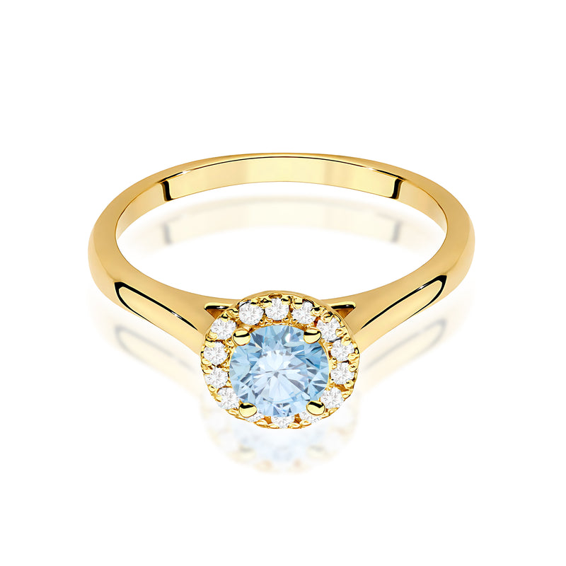 Inel Aur 9K cu Diamante Albastre de Laborator 0.62 ct, imaginea 2 din 8