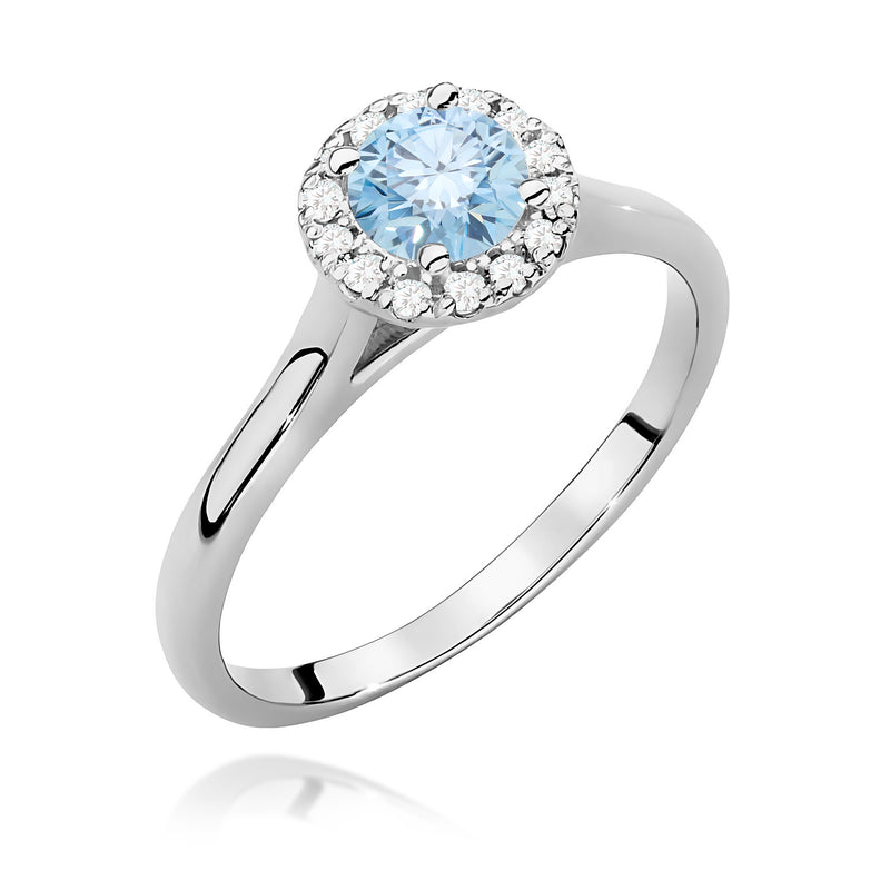 Inel Aur 9K cu Diamante Albastre de Laborator 0.62 ct, imaginea 5 din 8