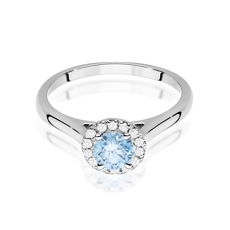 Inel Aur 9K cu Diamante Albastre de Laborator 0.62 ct, imaginea 6 din 8