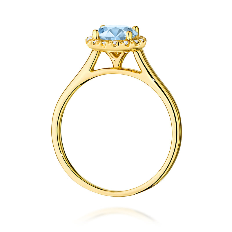 Inel Aur 9K cu Diamante Albastre de Laborator 1.14 ct, imaginea 3 din 8