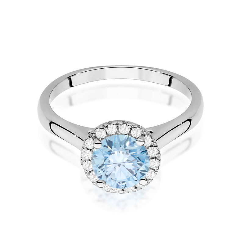 Inel Aur 9K cu Diamante Albastre de Laborator 1.14 ct, imaginea 6 din 8