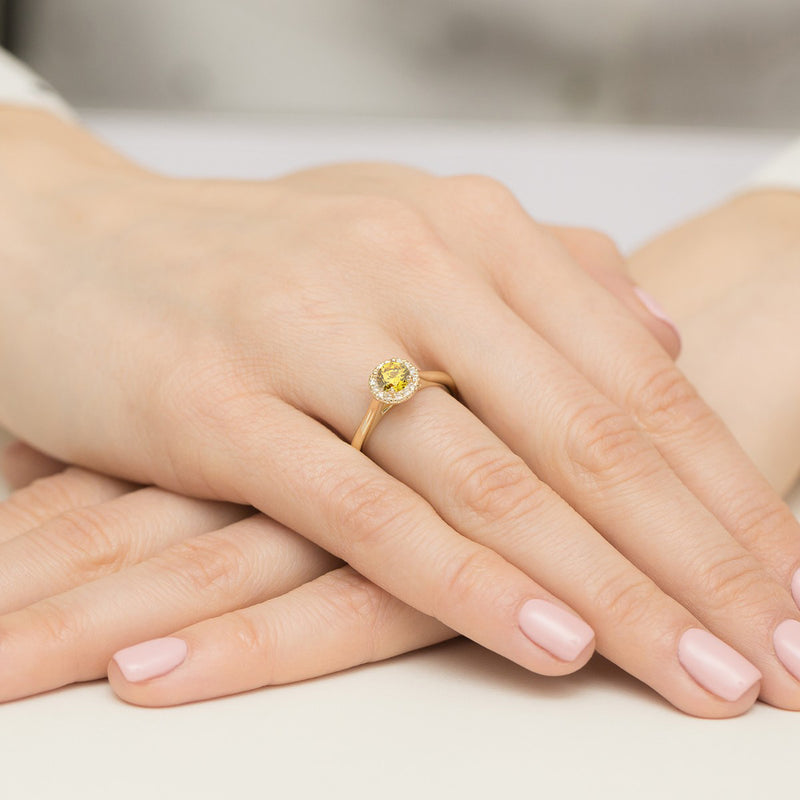 Inel Aur 9K cu Diamante Galbene de Laborator 0.62 ct, imaginea 4 din 8