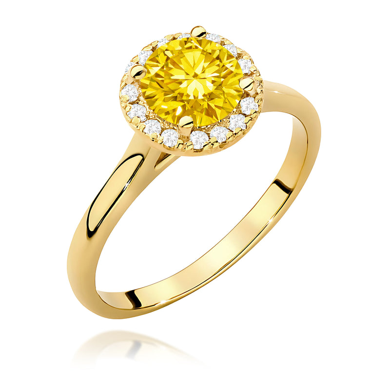 Inel Aur 9K cu Diamante Galbene de Laborator 1.14 ct — Aur galben