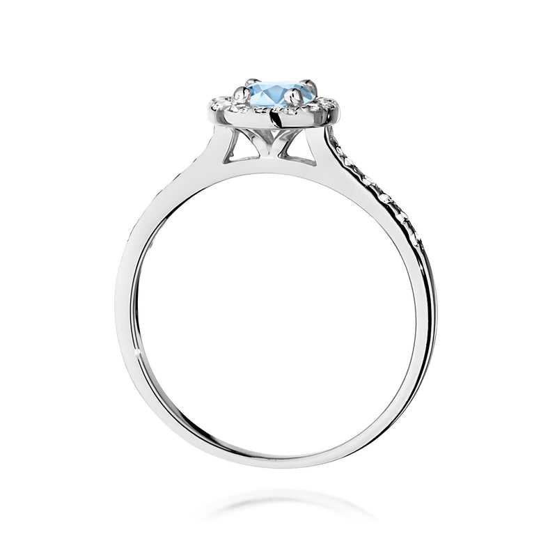 Inel Aur 9K cu Diamante Albastre de Laborator 0.74 ct, imaginea 7 din 8