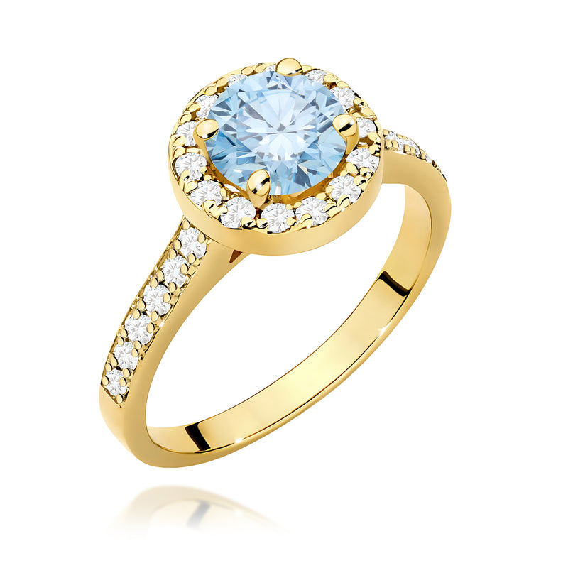 Inel Aur 9K cu Diamante Albastre de Laborator 1.38 ct — Aur galben