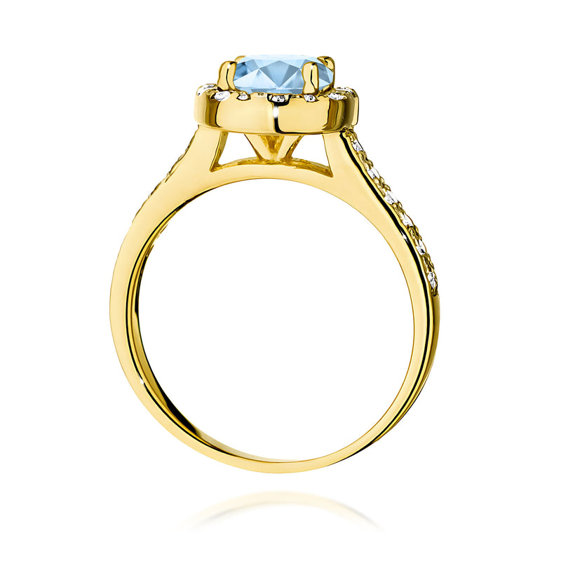 Inel Aur 9K cu Diamante Albastre de Laborator 1.38 ct, imaginea 3 din 8
