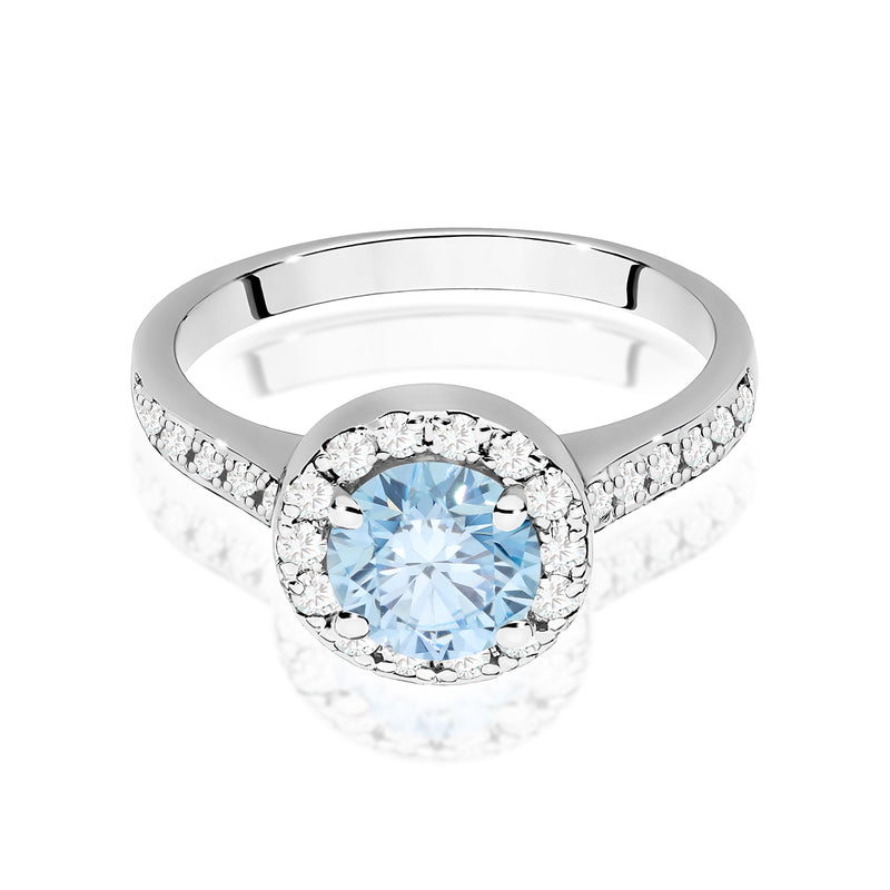 Inel Aur 9K cu Diamante Albastre de Laborator 1.38 ct, imaginea 6 din 8