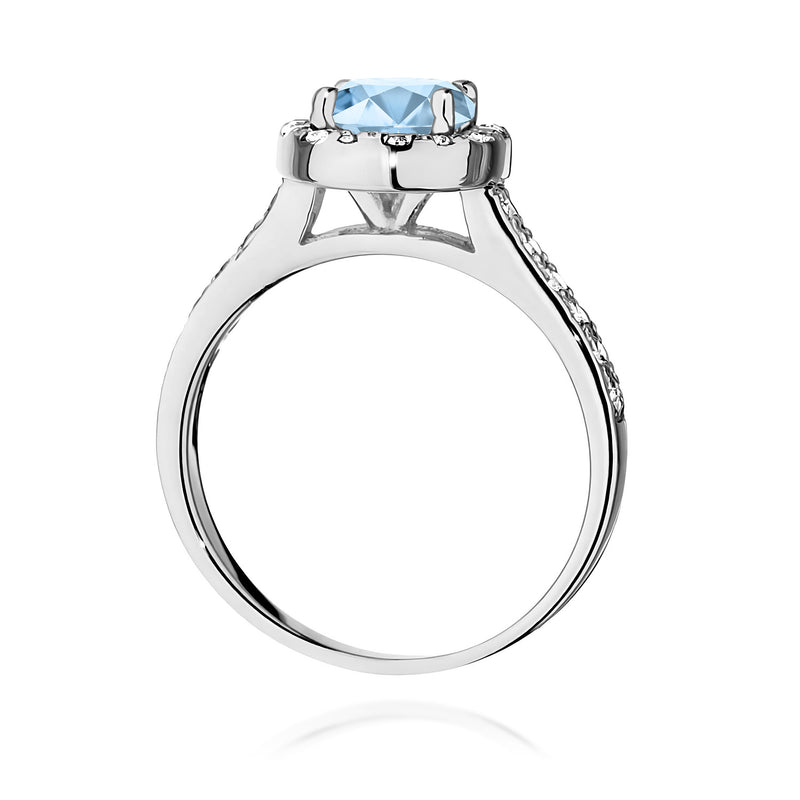 Inel Aur 9K cu Diamante Albastre de Laborator 1.38 ct, imaginea 7 din 8