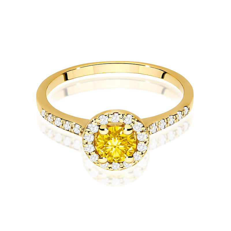 Inel Aur 9K cu Diamante Galbene de Laborator 0.74 ct, imaginea 2 din 8