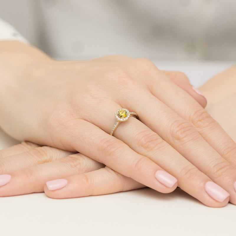 Inel Aur 9K cu Diamante Galbene de Laborator 0.74 ct, imaginea 4 din 8