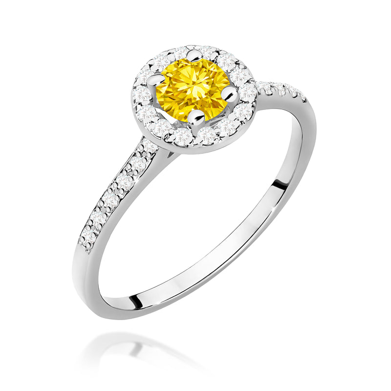 Inel Aur 9K cu Diamante Galbene de Laborator 0.74 ct, imaginea 5 din 8
