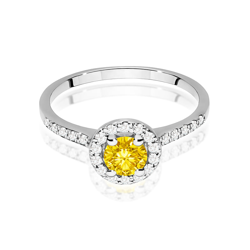 Inel Aur 9K cu Diamante Galbene de Laborator 0.74 ct, imaginea 6 din 8