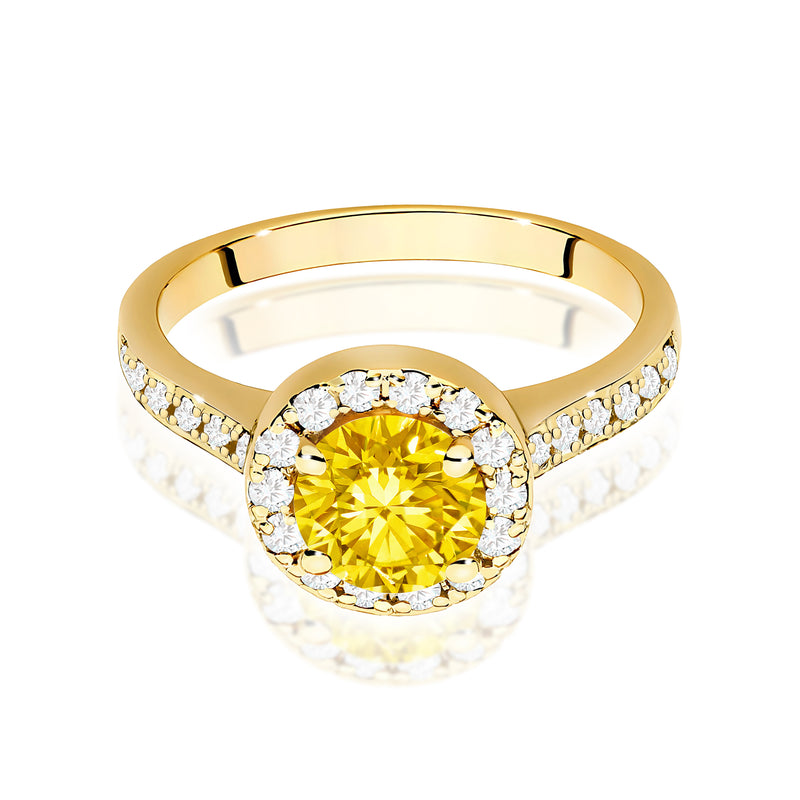 Inel Aur 9K cu Diamante Galbene de Laborator 1.38 ct, imaginea 2 din 8