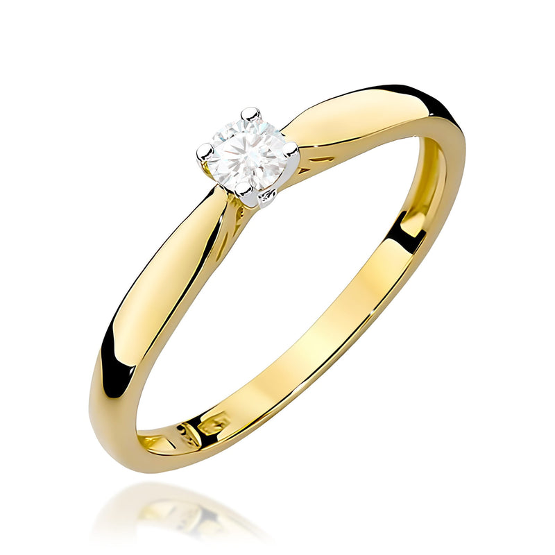 Inel Aur 9K cu Diamant de Laborator 0.10 ct — Aur galben