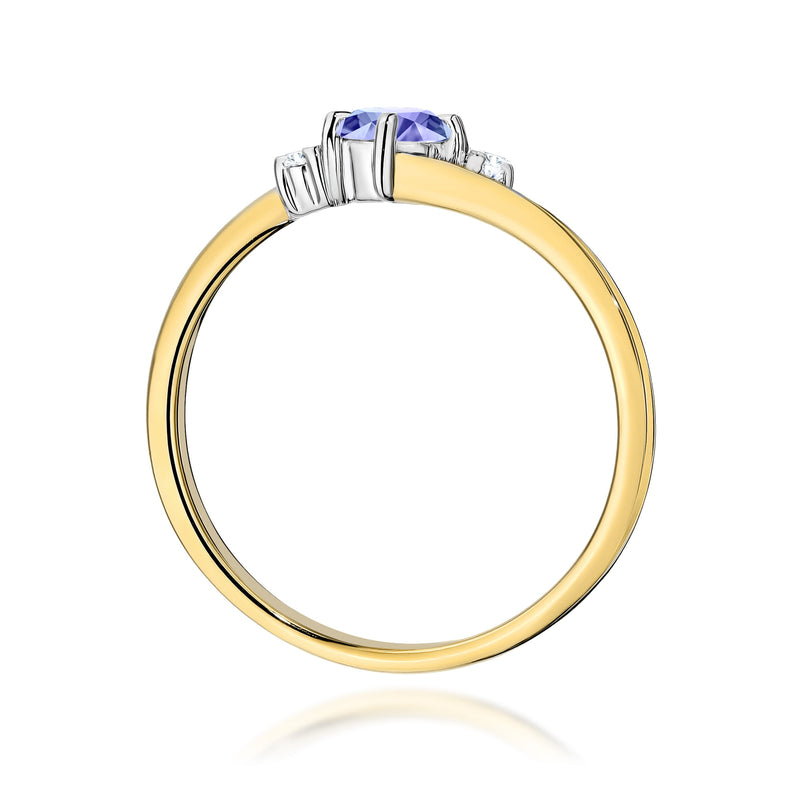 Inel Aur 14K cu Tanzanit 0.35 ct si Diamante Naturale 0.03 ct, imaginea 3 din 12