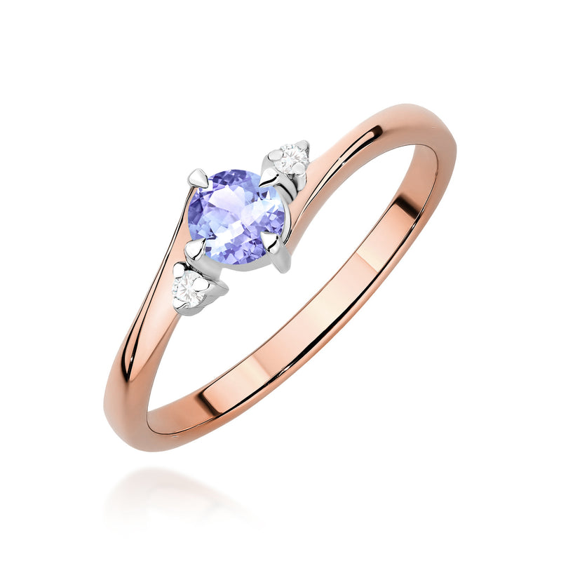 Inel Aur 14K cu Tanzanit 0.35 ct si Diamante Naturale 0.03 ct, imaginea 5 din 12