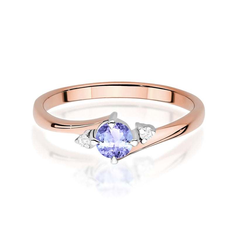Inel Aur 14K cu Tanzanit 0.35 ct si Diamante Naturale 0.03 ct, imaginea 6 din 12