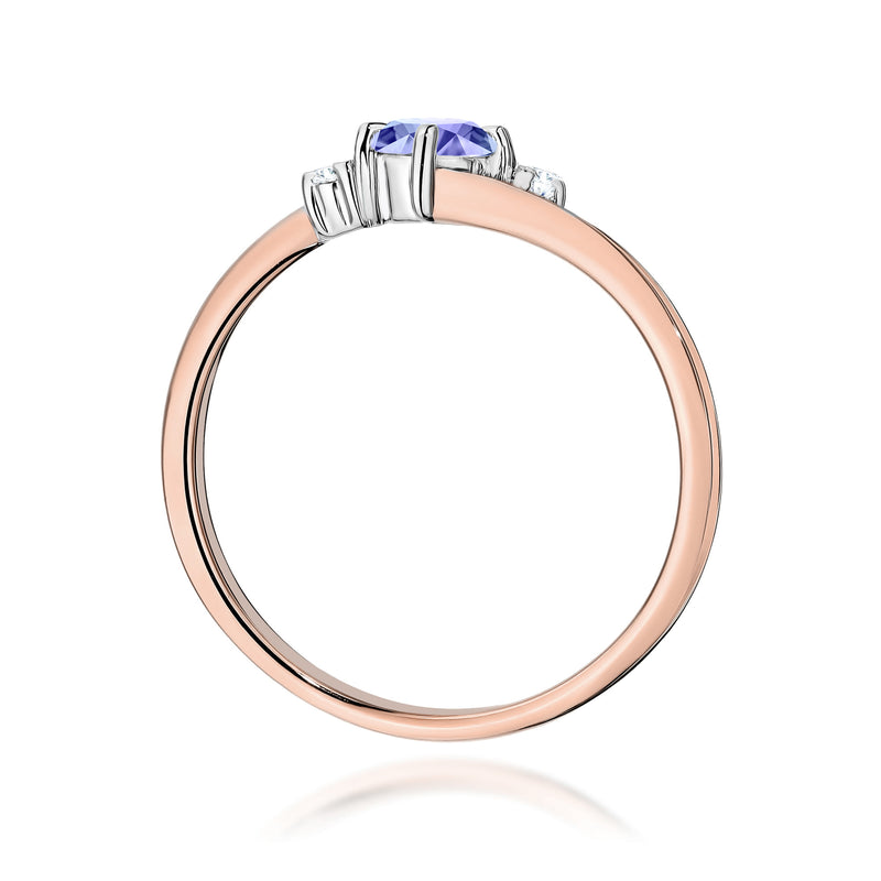 Inel Aur 14K cu Tanzanit 0.35 ct si Diamante Naturale 0.03 ct, imaginea 7 din 12