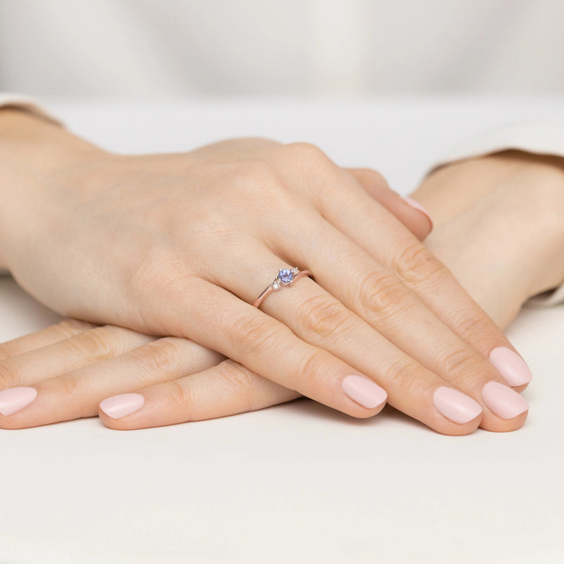 Inel Aur 14K cu Tanzanit 0.35 ct si Diamante Naturale 0.03 ct, imaginea 8 din 12