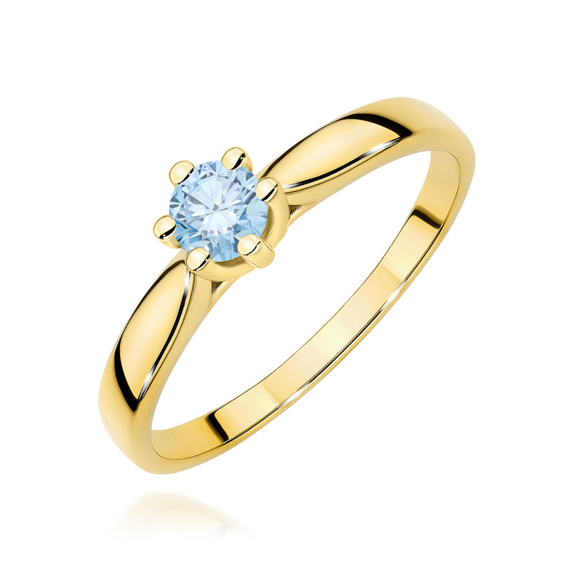 Inel Aur 14K cu Diamant Albastru de Laborator 0.30 ct — Aur galben