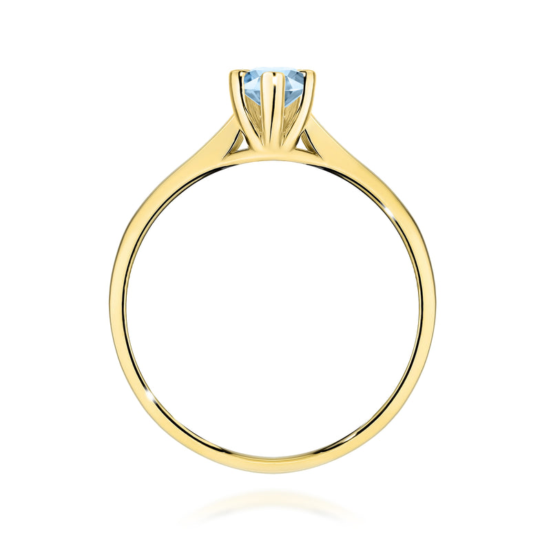 Inel Aur 14K cu Diamant Albastru de Laborator 0.30 ct, imaginea 3 din 12