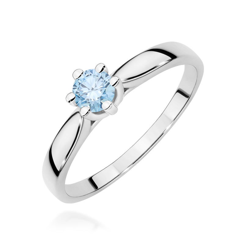 Inel Aur 14K cu Diamant Albastru de Laborator 0.30 ct, imaginea 9 din 12