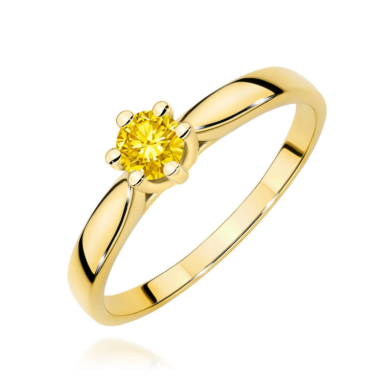 Inel Aur 14K cu Diamant Galben de Laborator 0.30 ct — Aur galben