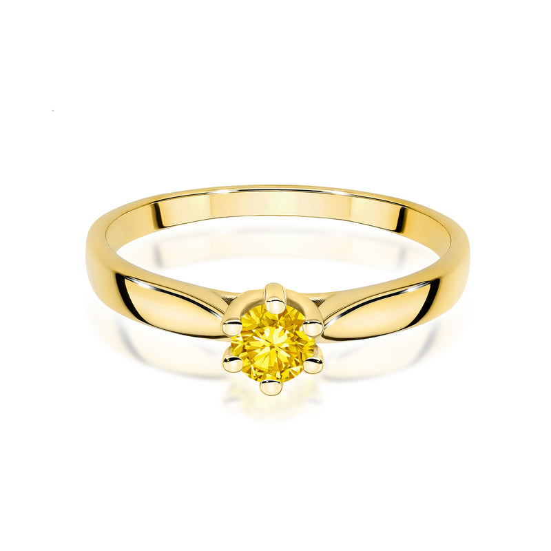 Inel Aur 14K cu Diamant Galben de Laborator 0.30 ct, imaginea 2 din 12