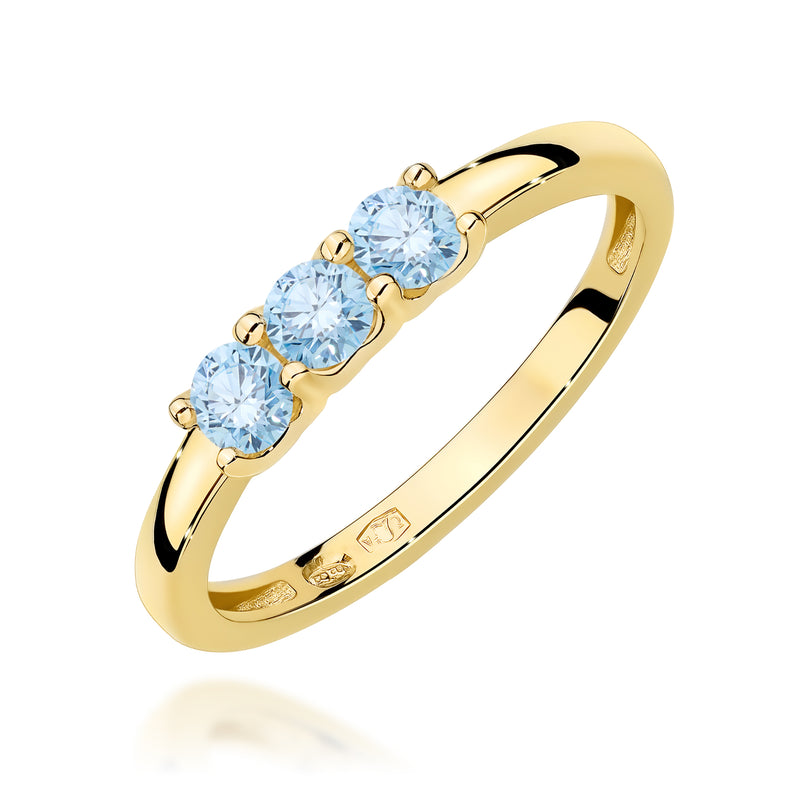 Inel Aur 14K cu Diamante Albastre de Laborator 0.30 ct — Aur galben