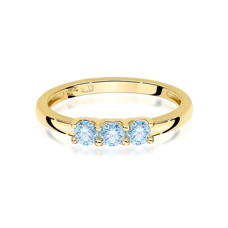 Inel Aur 14K cu Diamante Albastre de Laborator 0.30 ct, imaginea 2 din 12