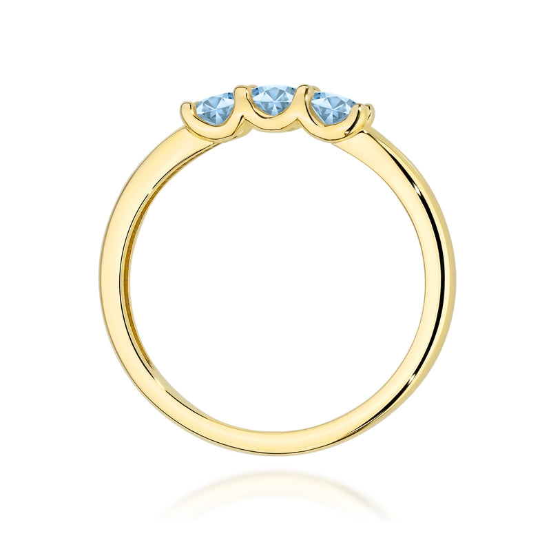Inel Aur 14K cu Diamante Albastre de Laborator 0.30 ct, imaginea 3 din 12