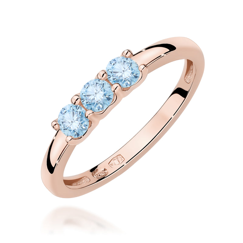 Inel Aur 14K cu Diamante Albastre de Laborator 0.30 ct, imaginea 5 din 12