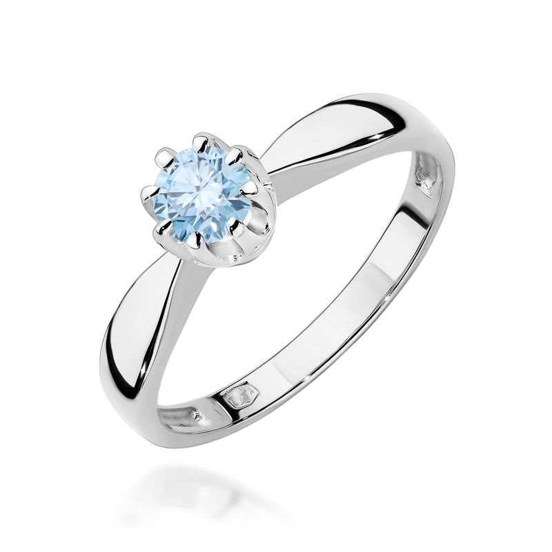 Inel Aur 9K cu Diamant Albastru de Laborator 0.30 ct, imaginea 5 din 8