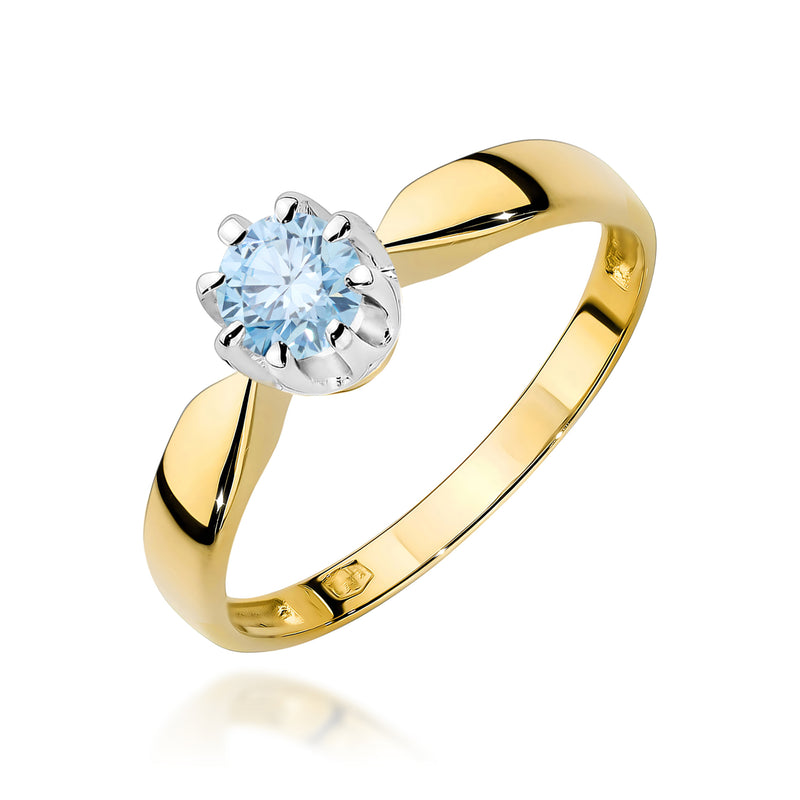 Inel Aur 9K cu Diamant Albastru de Laborator 0.50 ct — Aur galben