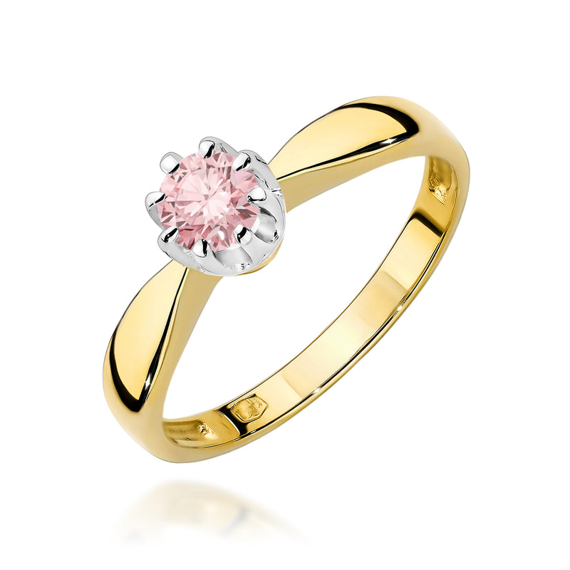 Inel Aur 9K cu Diamant Roz de Laborator 0.30 ct — Aur galben