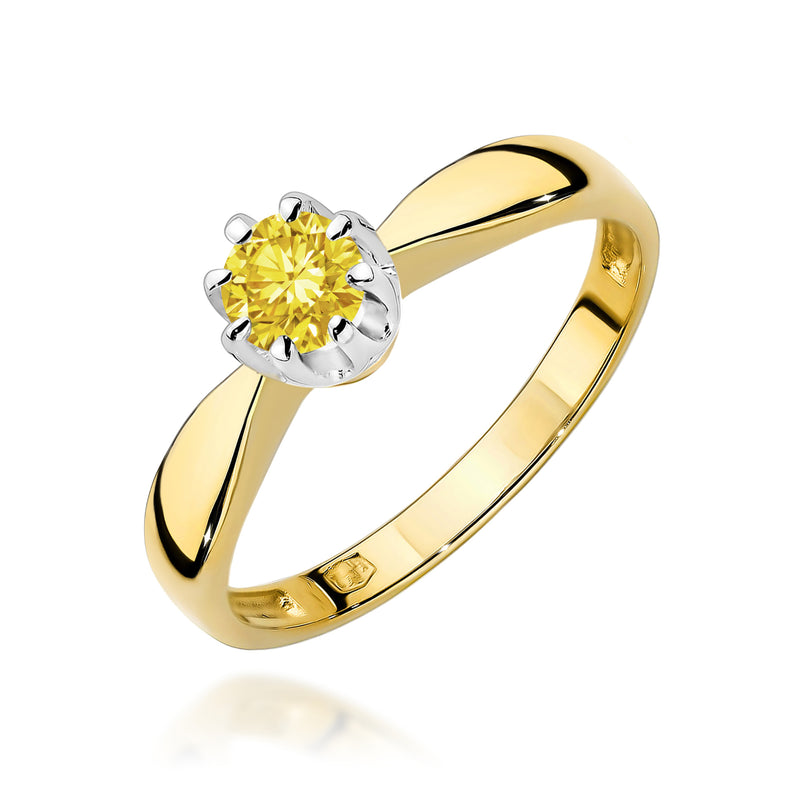 Inel Aur 9K cu Diamant Galben de Laborator 0.30 ct — Aur galben