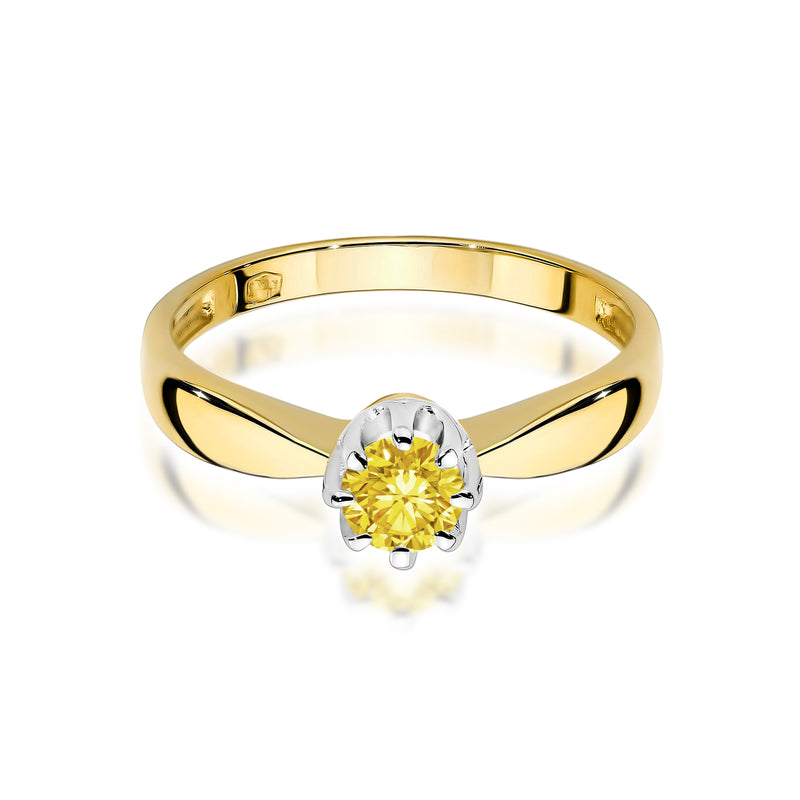 Inel Aur 9K cu Diamant Galben de Laborator 0.30 ct, imaginea 2 din 8