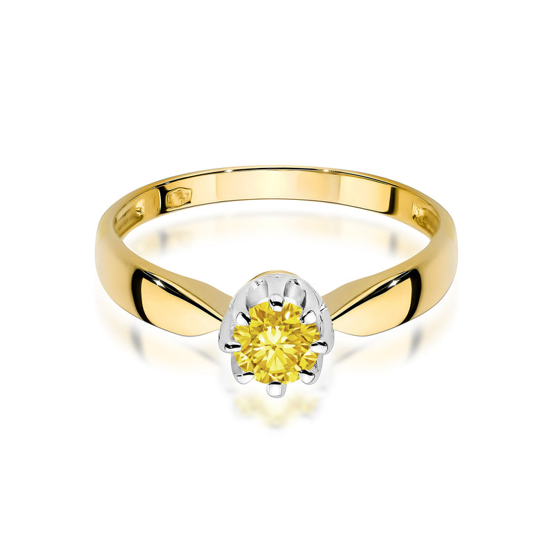 Inel Aur 9K cu Diamant Galben de Laborator 0.50 ct, imaginea 2 din 6