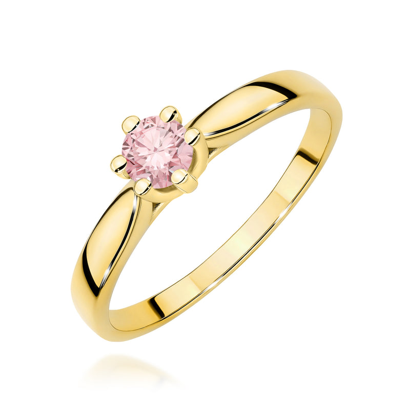 Inel Aur 9K cu Diamant Roz de Laborator 0.30 ct — Aur galben