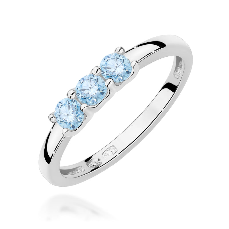 Inel Aur 9K cu Diamante Albastre de Laborator 0.30 ct, imaginea 5 din 8